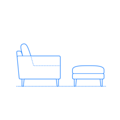 Furniture Burrow Nomad Armchair Ottoman Editable Svg Line Art, Free Vectors File